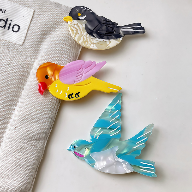 Flower & Bird Hair Clip 4 premium acetate hair clip