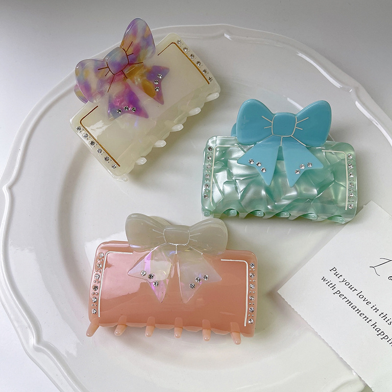 Sparkling Rhinestone Bow Acetate Claw Clip 2 flower & bird hair clip (复制)