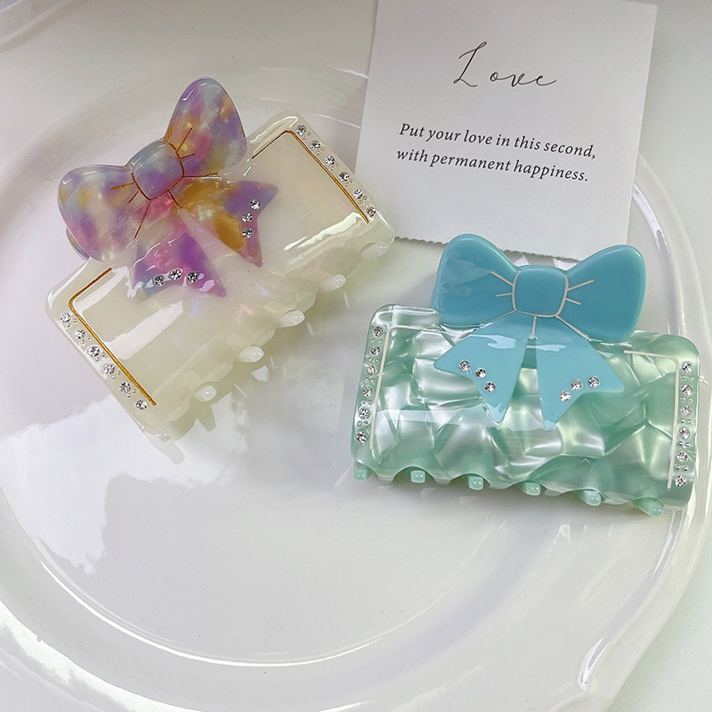 Sparkling Rhinestone Bow Acetate Claw Clip 4 flower & bird hair clip (复制)