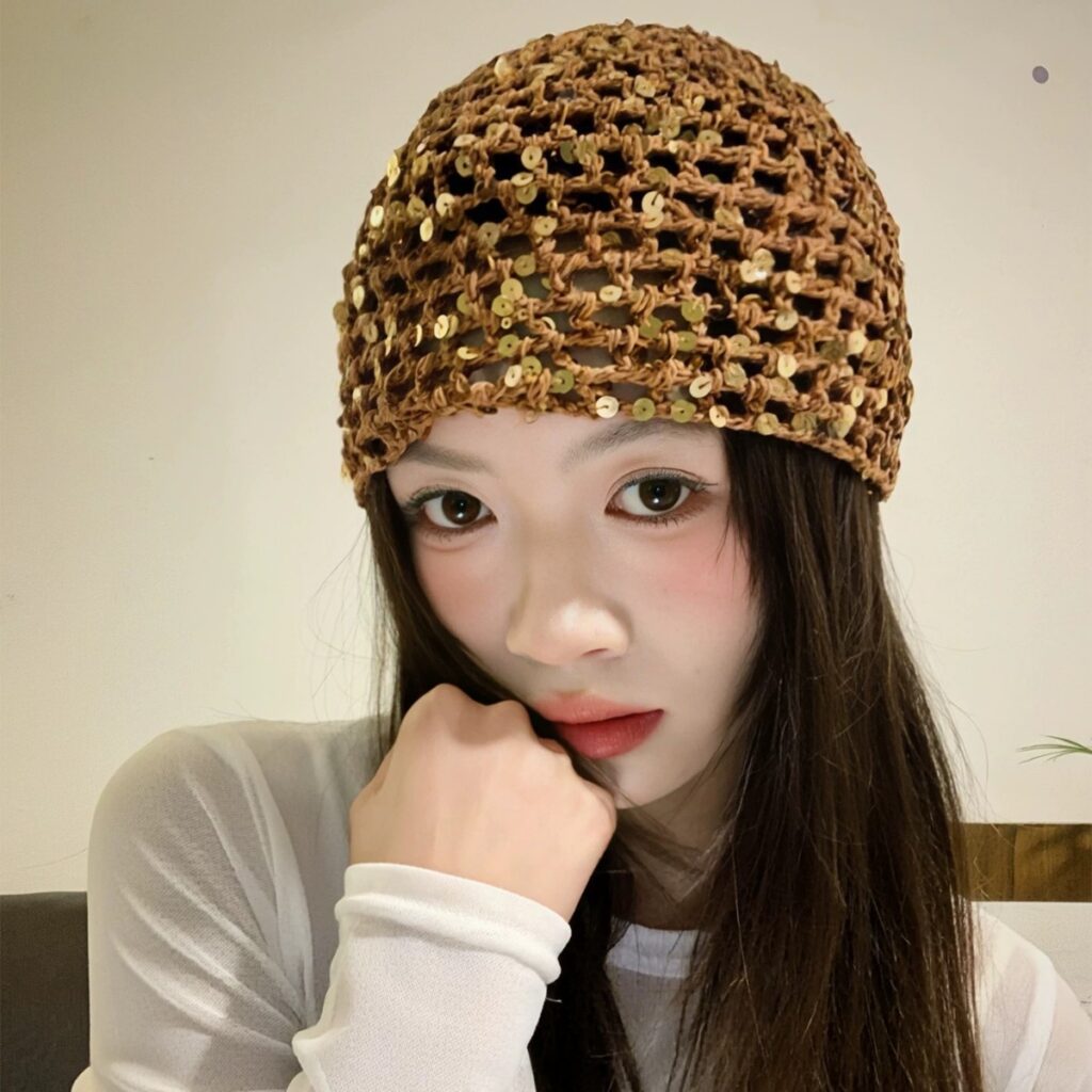 sequin crochet bucket hat