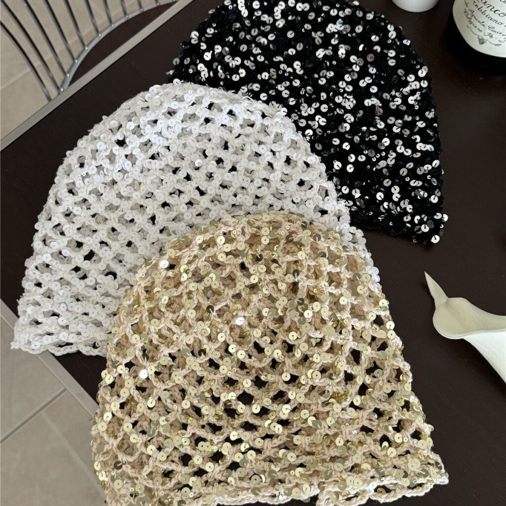 sequin crochet bucket hat