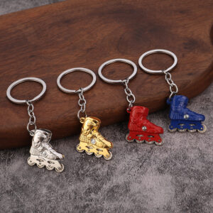 mini metal roller skate keychain