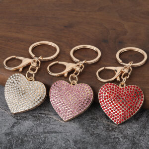 3d bling crystal puffy heart keyring