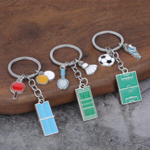 badminton court keychain with shuttlecock