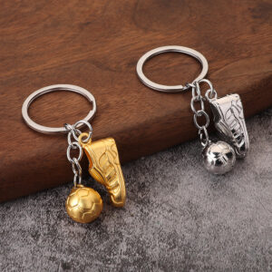 soccer cleats and ball keychain