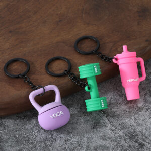 miniature fitness dumbbell keychain