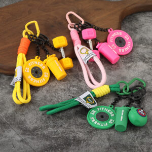 miniature metal gym equipment keychain
