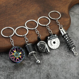 miniature metal turbo & gear shift keychain