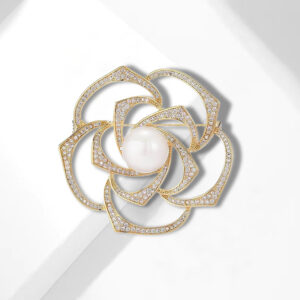 camellia pearl brooch pin