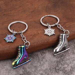 mini metal ice skate keychain