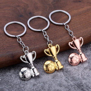 mini metal football trophy keychain