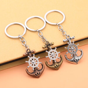 rotating ship's wheel keychain