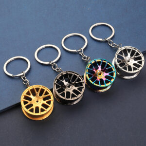 car wheel rim metal keychain