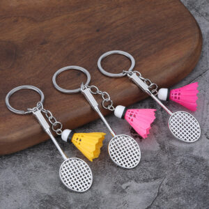 badminton racket shuttlecock keychain