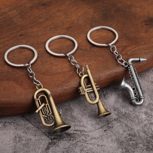 mini metal musical instrument keychain