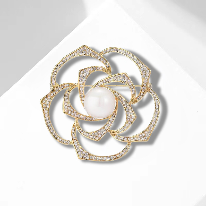 Camellia Pearl Brooch Pin 2 camellia pearl brooch pin