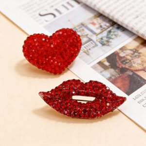 red rhinestone heart brooch