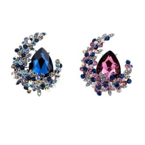 crescent moon crystals brooch