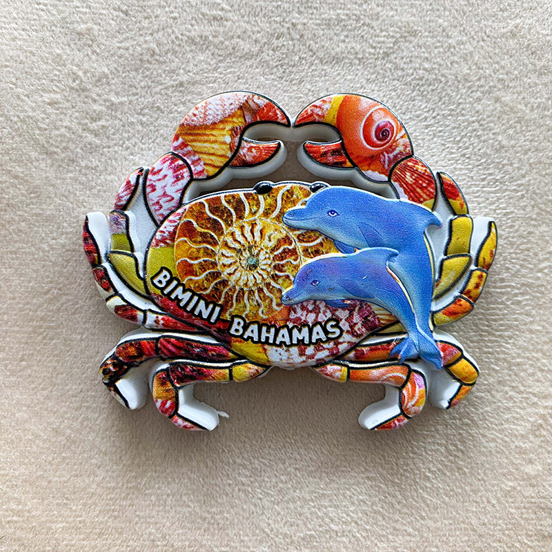 Home 224 tropical crab fridge magnet 3d colorful souvenir decor