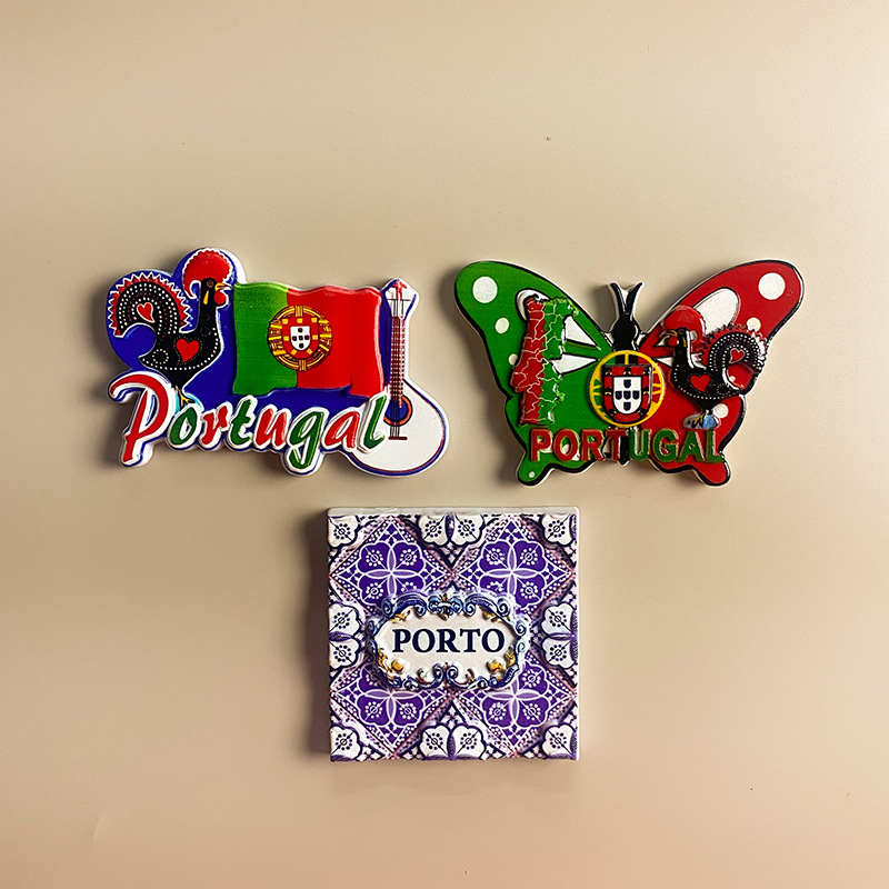 Portugal Souvenir Fridge Magnet - 3D Cultural Landmark & Azulejo Decor