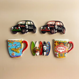 Company italy souvenir fridge magnet 3d sicilian mug & classic italian car decor