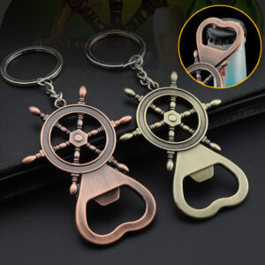 nautical ship wheel bottle opener keychain