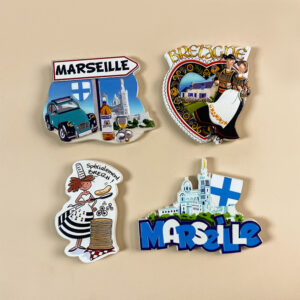 france souvenir fridge magnet 3d paris & marseille landmark decor