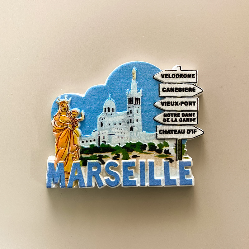 France Souvenir Fridge Magnet - 3D Paris & Marseille Landmark Decor 2 france souvenir fridge magnet 3d paris & marseille landmark decor