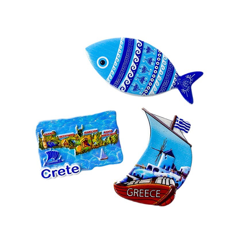Greece Souvenir Fridge Magnet - 3D Mediterranean Landmark & Island Decor