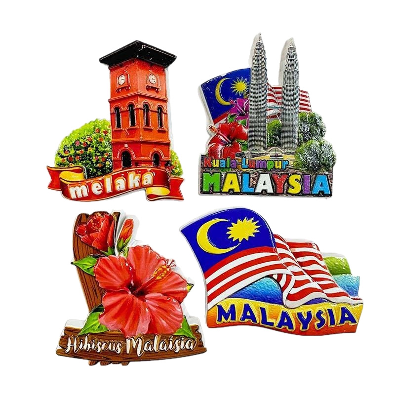 malaysia souvenir fridge magnet 3d petronas towers & cultural landmark decor