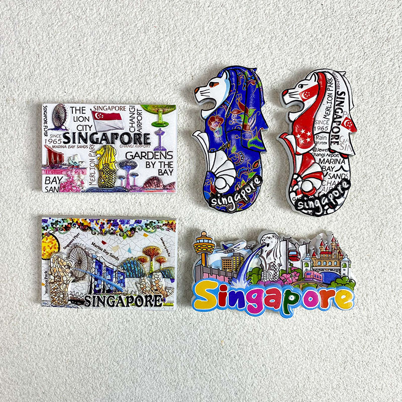 Singapore Souvenir Fridge Magnet - 3D Merlion & City Landmark Decor