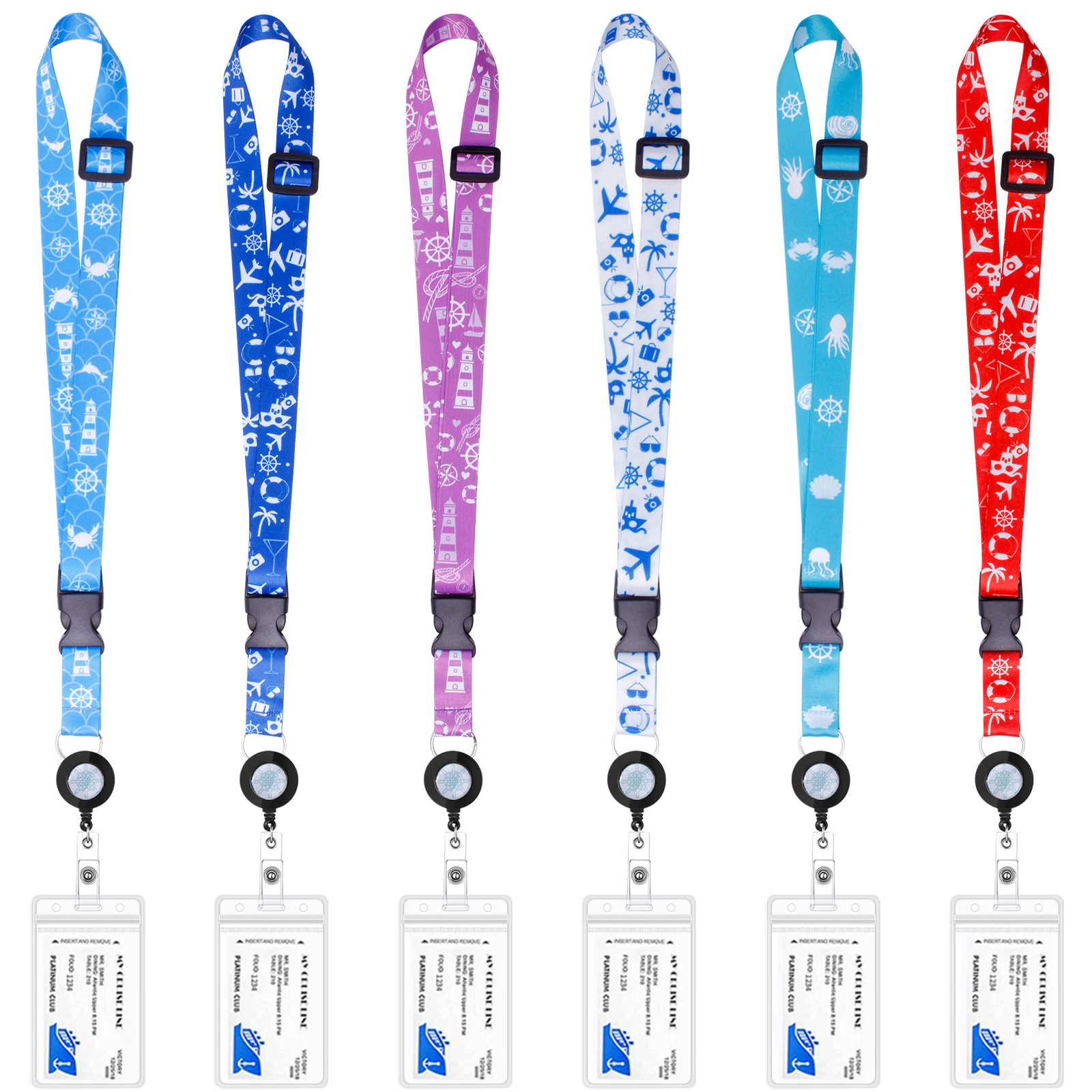 adjustable cruise lanyards retractable badge reel neck strap with waterproof id
