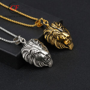 Stainless Steel Necklace-Lion Head Pendant Necklace For Men & Women