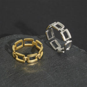 Stainless Steel Ring-Rectangular Link Chain Band Ring For Men And Women