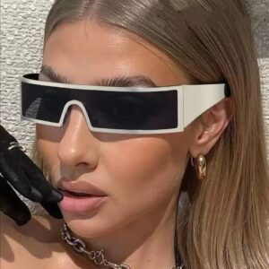 Futuristic Mono Block One Piece Sunglasses Unisex Cyberpunk Narrow Wrap UV Protection Streetwear Shades