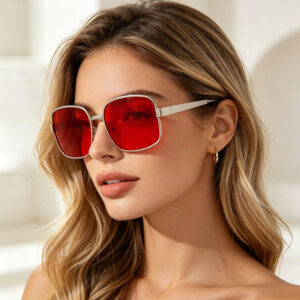 Unisex Retro Large Square Metal Frame Sunglasses UV Protection Driving Outdoor Daily Trendy Shades