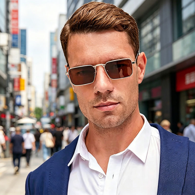 Unisex Metal Square Sunglasses Classic Hong Kong Hip Hop Style UV Protection Daily Driving Trendy Shades 2 Unisex Metal Square Sunglasses Classic Hong Kong Hip Hop Style UV Protection Daily Driving Trendy Shades - Image 2