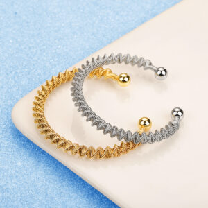 Stainless Steel Bracelet-Twisted Cable Open Cuff Bracelet For Women