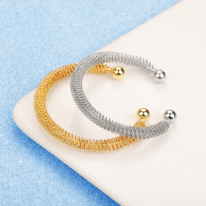 Stainless Steel Bracelet-Twisted Mesh Open Cuff Bracelet For Men And Women