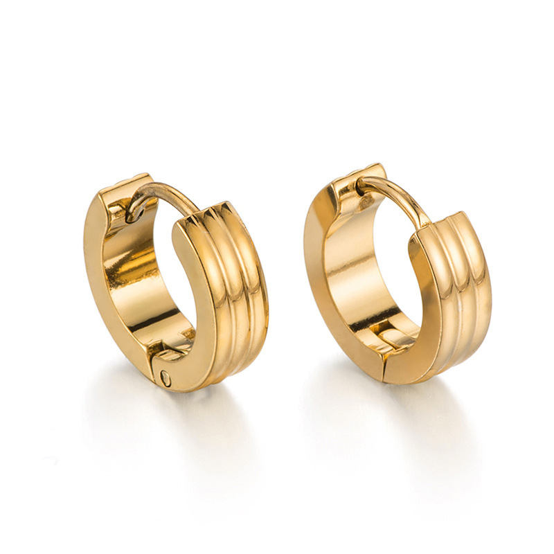 Stainless Steel Earring-Smooth Wide Band Huggie Hoop Earrings For Men And Women