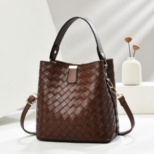 Woven Texture Soft Bucket Crossbody Bag Custom Logo Large Capacity Women Single Shoulder Handbag Assorted Solid Colors