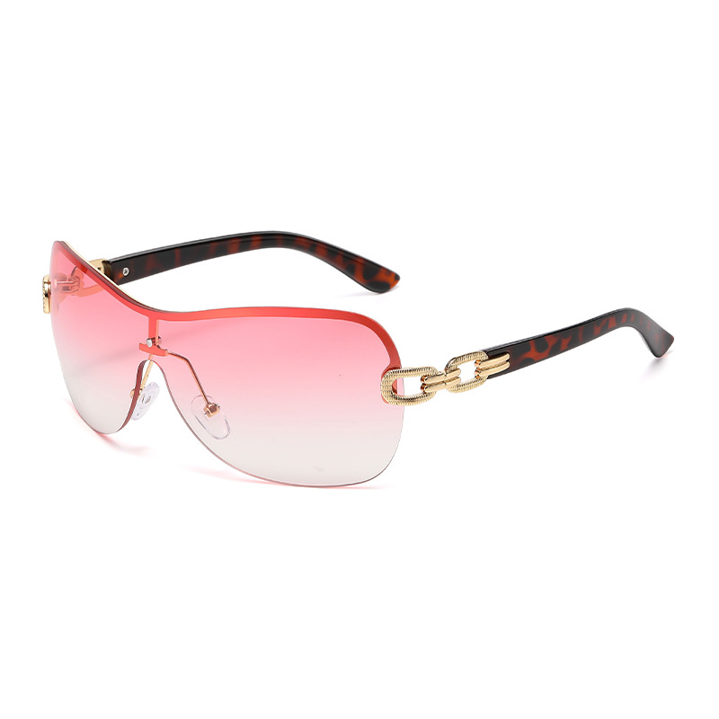 One Piece Double Chain Temple Sunglasses Unisex Futuristic Cyber Street Style UV Protection Trendy Shades 2 One Piece Double Chain Temple Sunglasses Unisex Futuristic Cyber Street Style UV Protection Trendy Shades - Image 2