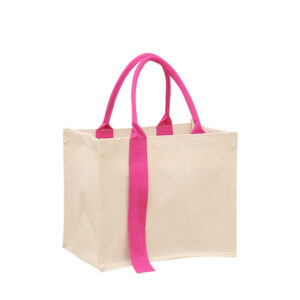 Laminated 3D Canvas Tote Bag Custom Logo Reusable Thick Shopping Handbag Multiple Sizes & Handle Color Options