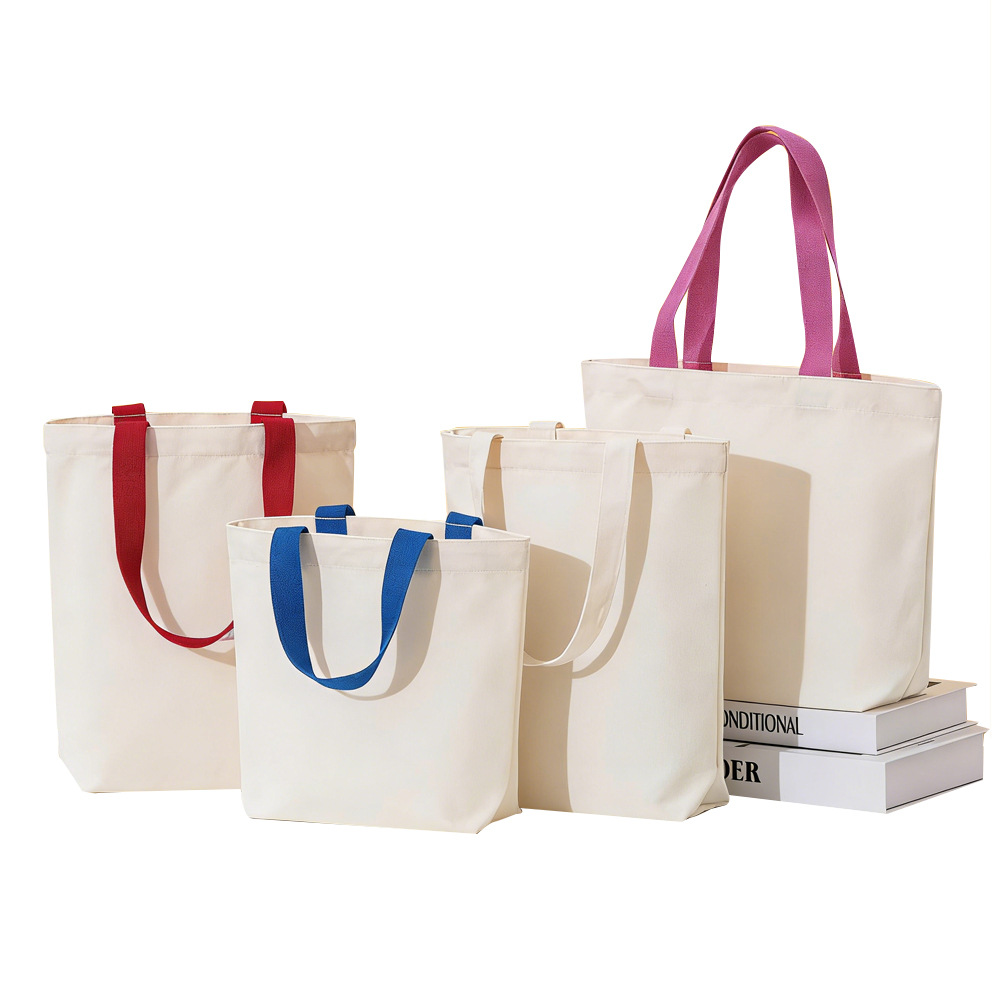 Blank Canvas Tote Bag Custom Logo Multiple Sizes Solid Color Reusable Cotton Handbag For Events & Daily Use