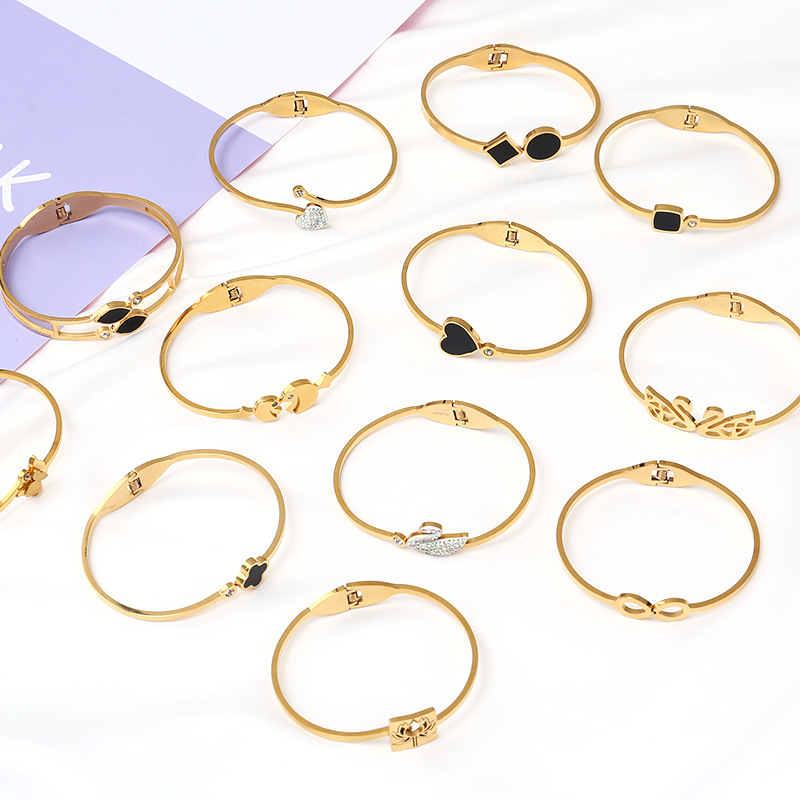 Stainless Steel Bracelet-Multi Pattern Spring Open Cuff Bracelet For Women