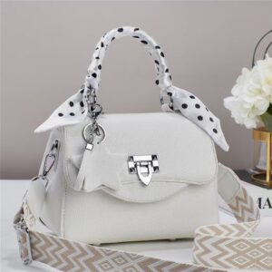 Scarf Decor Small PU Crossbody Bag Custom Logo Large Capacity Women Convertible Top Handle Shoulder Bag Various Solid Colors