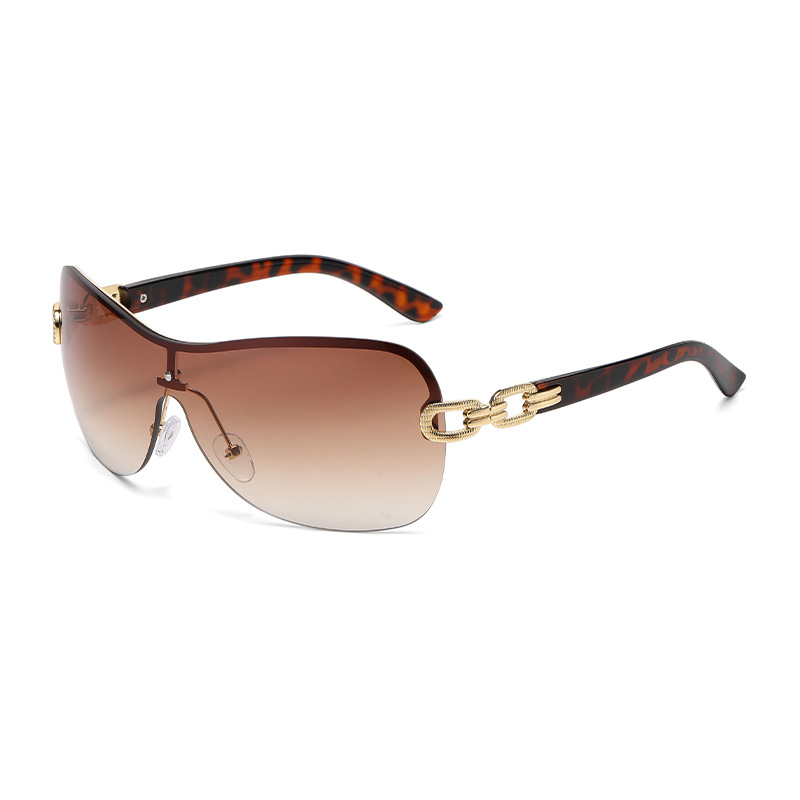 One Piece Double Chain Temple Sunglasses Unisex Futuristic Cyber Street Style UV Protection Trendy Shades 3 One Piece Double Chain Temple Sunglasses Unisex Futuristic Cyber Street Style UV Protection Trendy Shades - Image 3