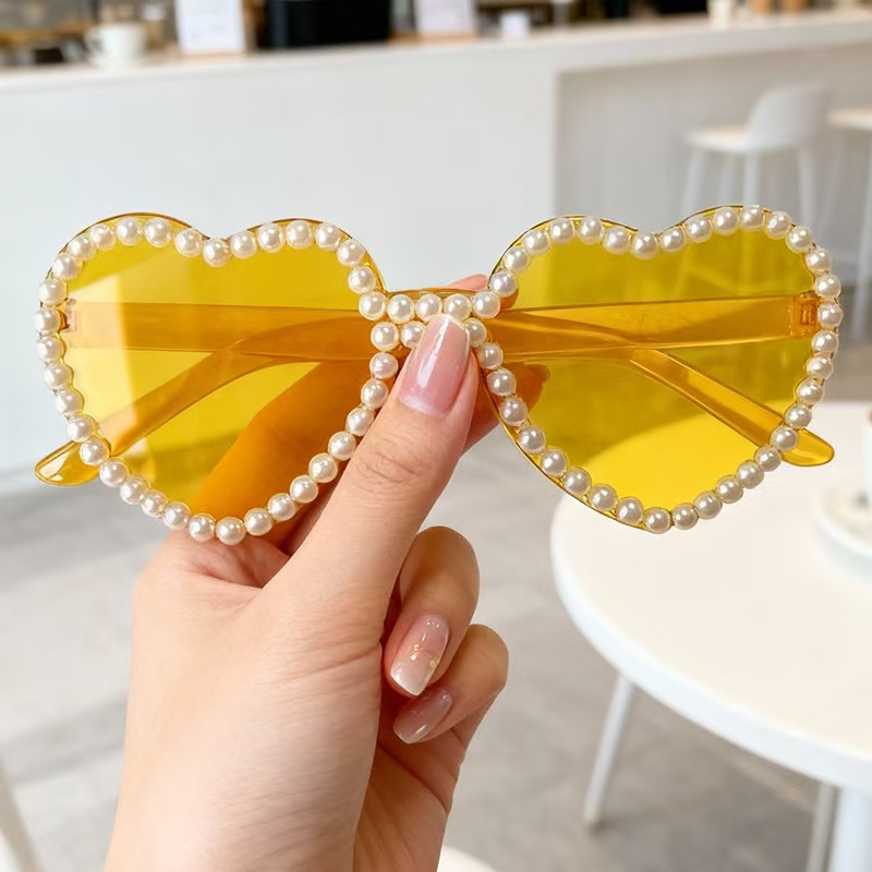 Rhinestone Pearl Trim Heart Shape Party Sunglasses Multicolor Tinted Lens UV Protection Bachelorette Birthday Photo Prop Eyewear 2 Rhinestone Pearl Trim Heart Shape Party Sunglasses Multicolor Tinted Lens UV Protection Bachelorette Birthday Photo Prop Eyewear - Image 2