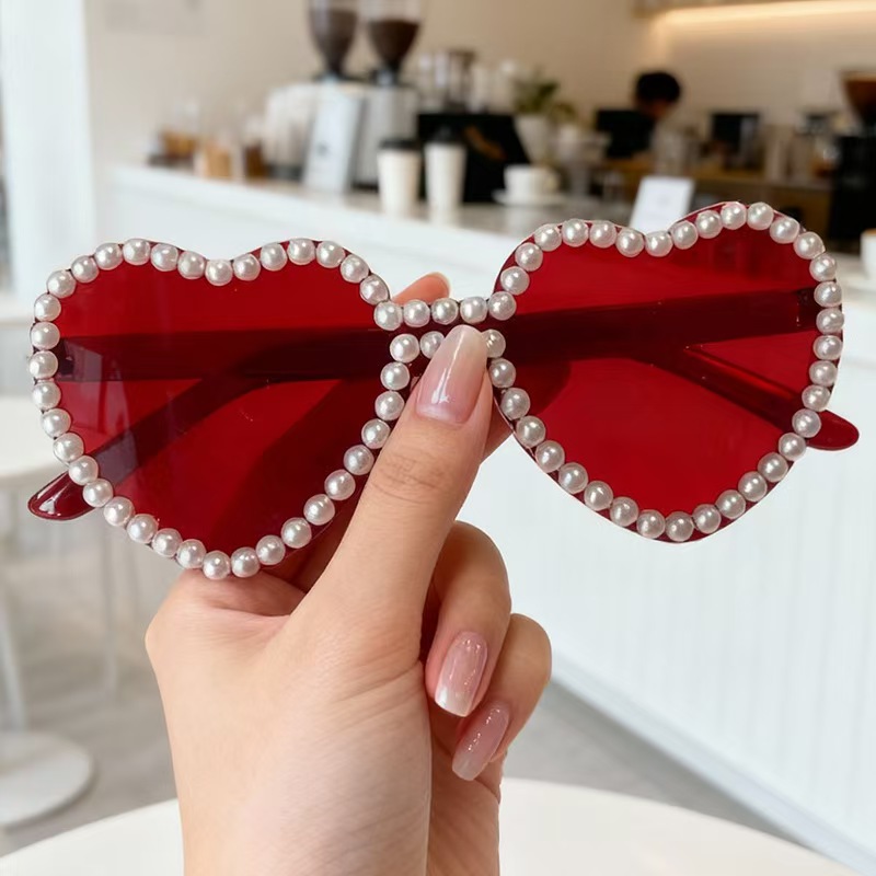 Rhinestone Pearl Trim Heart Shape Party Sunglasses Multicolor Tinted Lens UV Protection Bachelorette Birthday Photo Prop Eyewear 6 Rhinestone Pearl Trim Heart Shape Party Sunglasses Multicolor Tinted Lens UV Protection Bachelorette Birthday Photo Prop Eyewear - Image 6