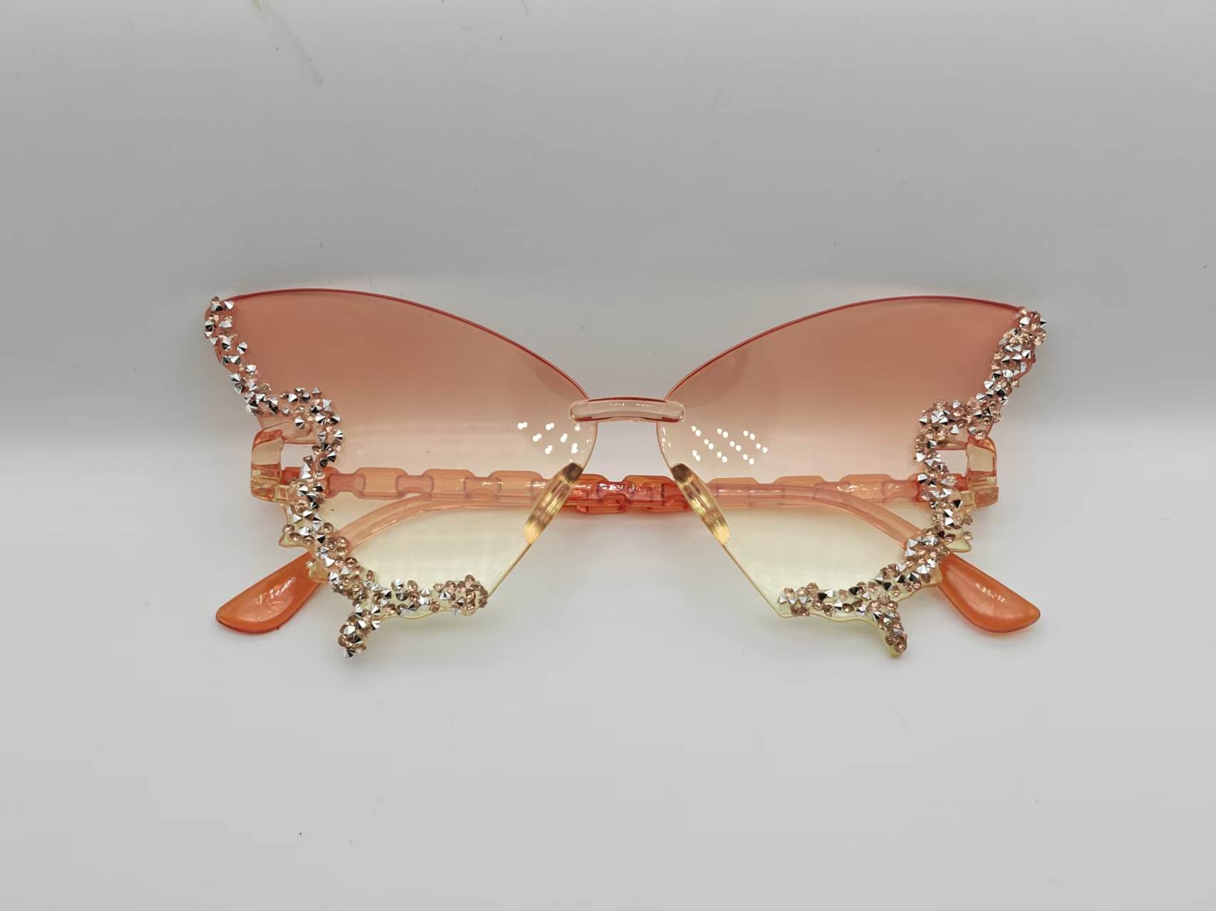 Rhinestone Rim Butterfly Rimless Party Sunglasses Multicolor Gradient Lens Festival Birthday Photoshoot Decorative Eyewear 8 Rhinestone Rim Butterfly Rimless Party Sunglasses Multicolor Gradient Lens Festival Birthday Photoshoot Decorative Eyewear - Image 8